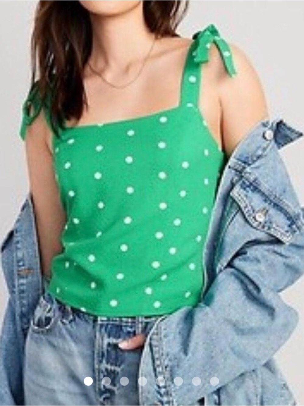 Old Navy Green Polka Dot Tie-Shoulder Cami
